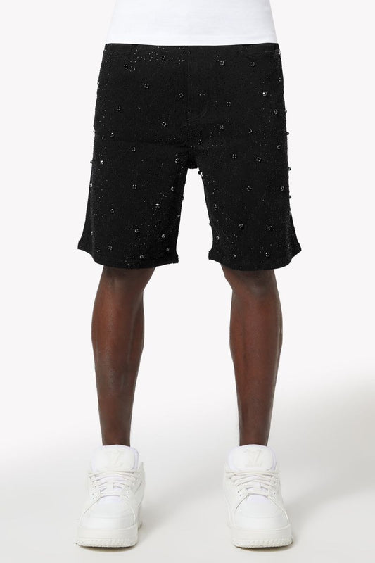 Guapi - All Black Embellished Denim Jean Shorts