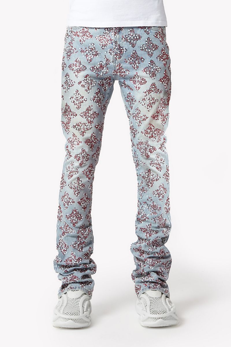 Guapi - Aqua Blue Embellished Denim V3 Jean