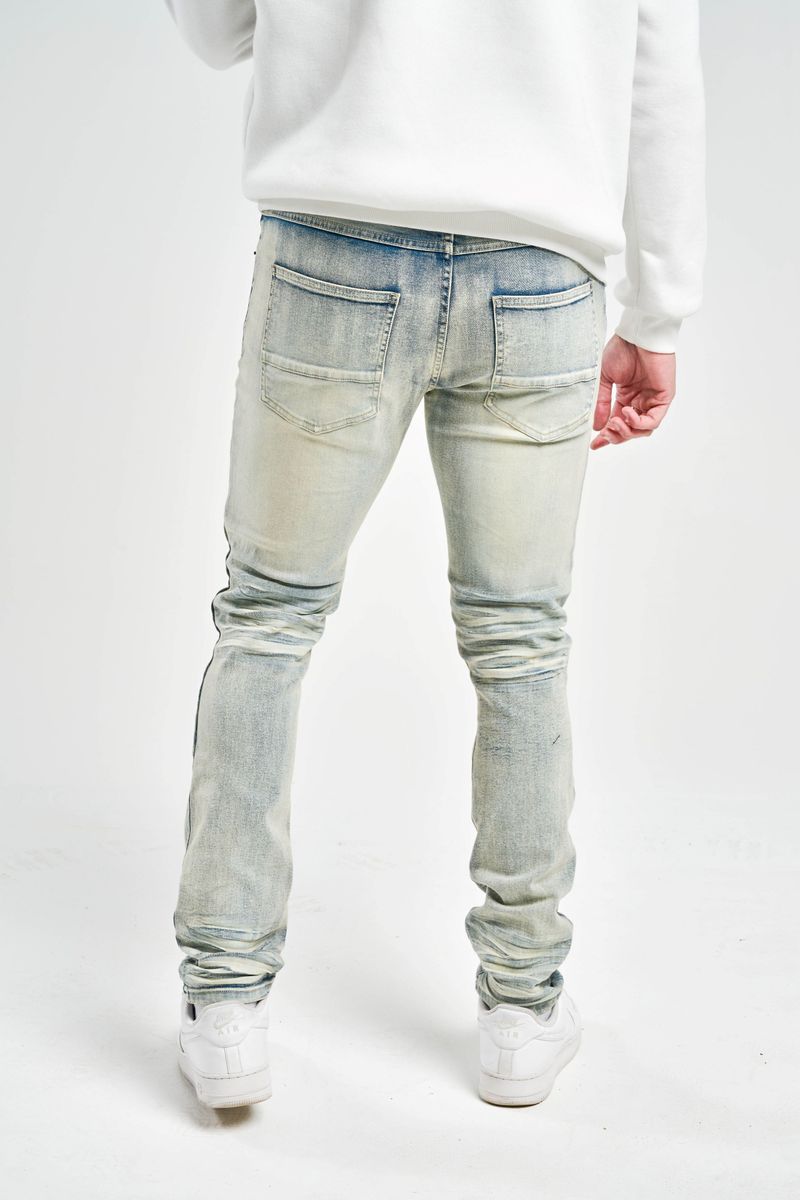 Spark - "SLIM FIT" STRETCH JEANS WITH 3D CRINKLE &
RIP/REPAIR