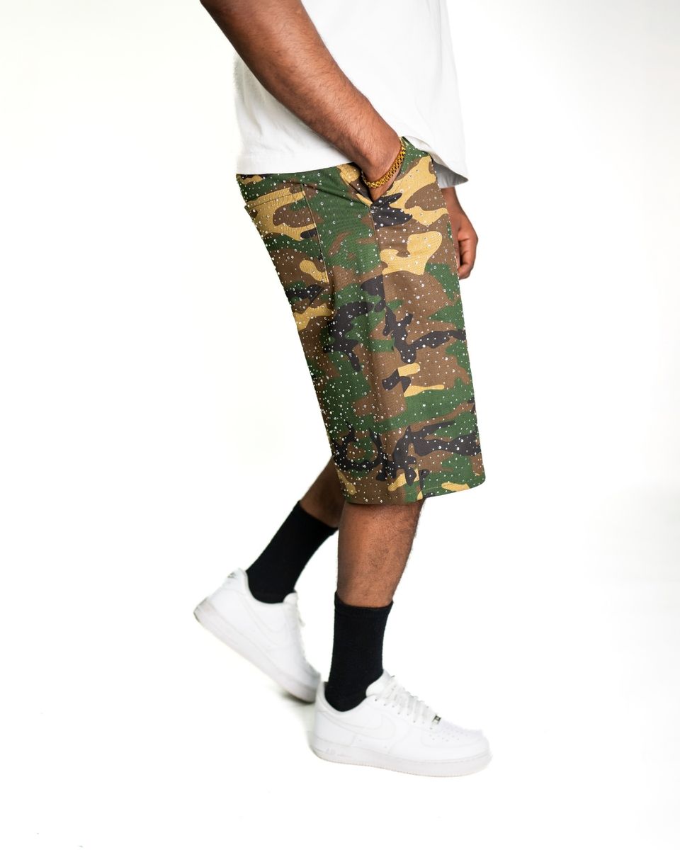 Golden Denim - Camo Rhinestone Jean-Shorts