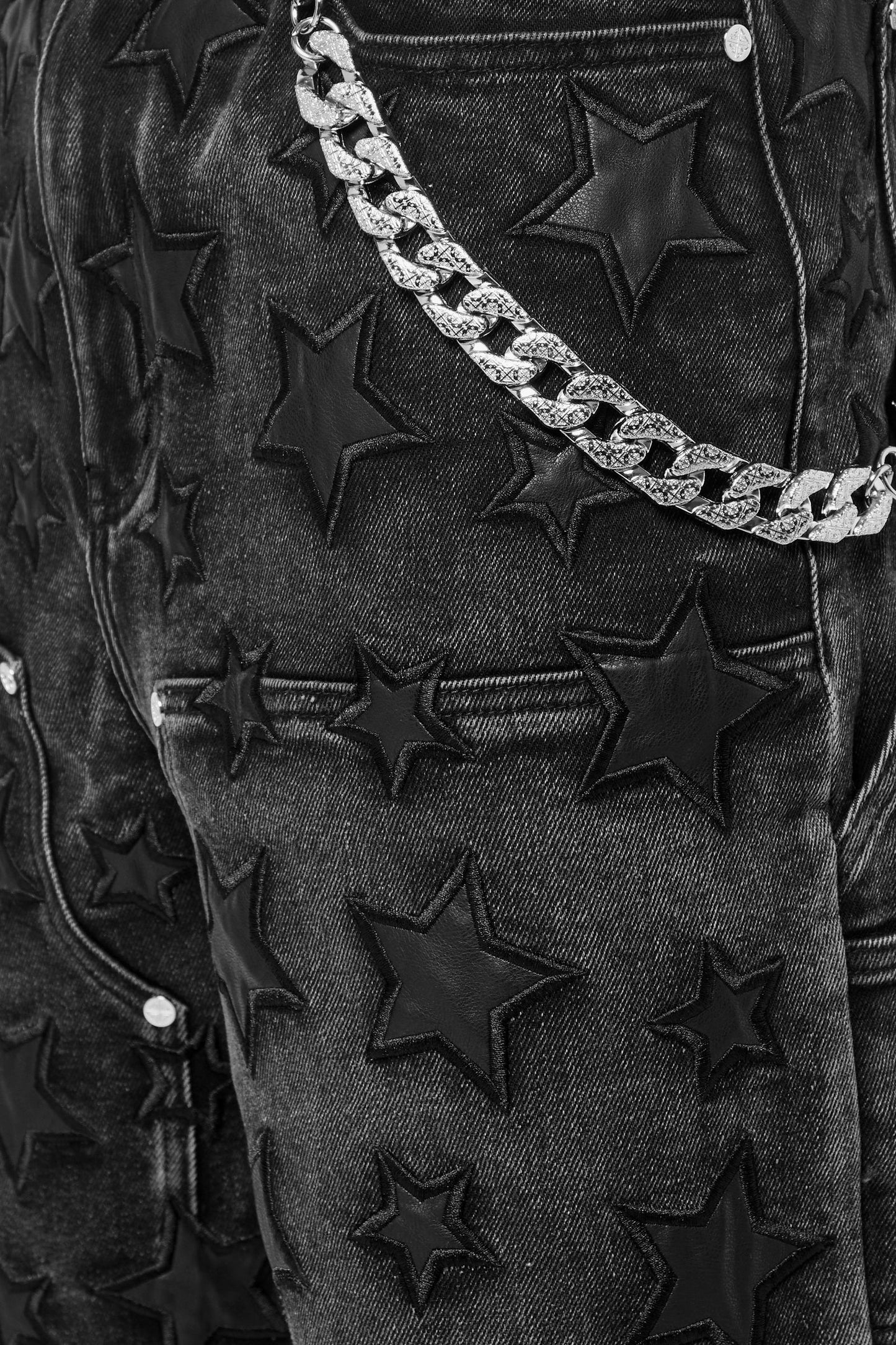 Guapi - Obsidian Black Stars Denim Jean Shorts