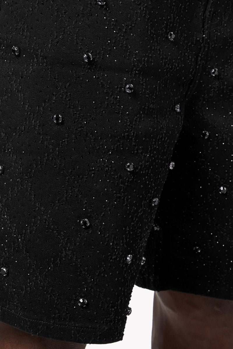 Guapi - All Black Embellished Denim Jean Shorts