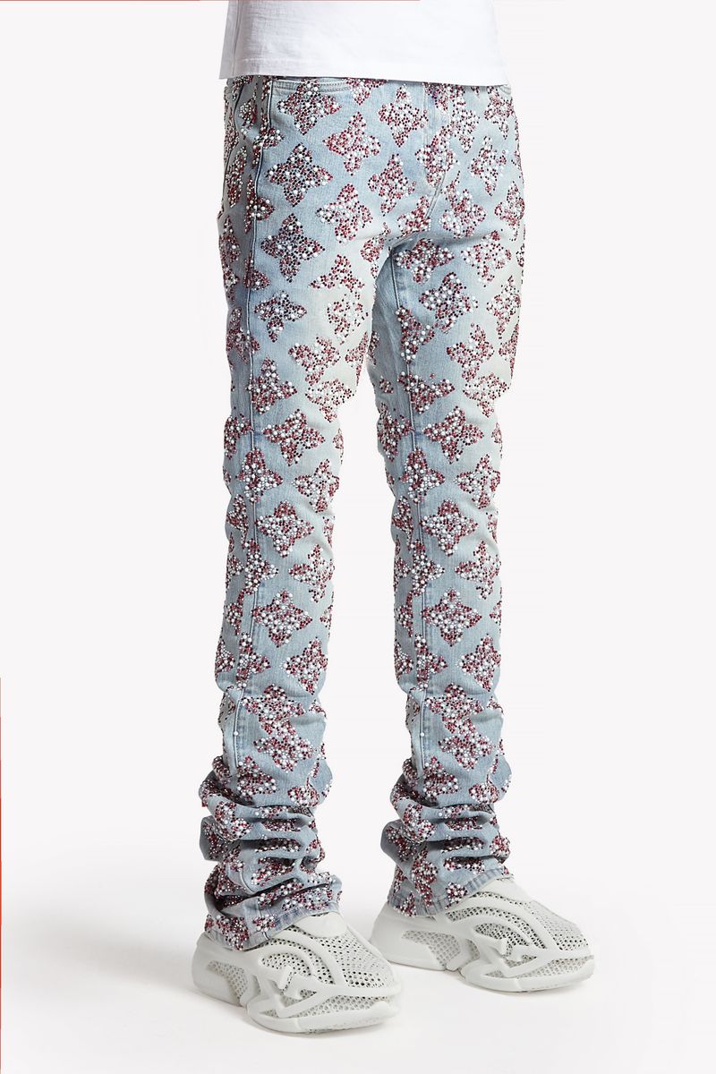 Guapi - Aqua Blue Embellished Denim V3 Jean