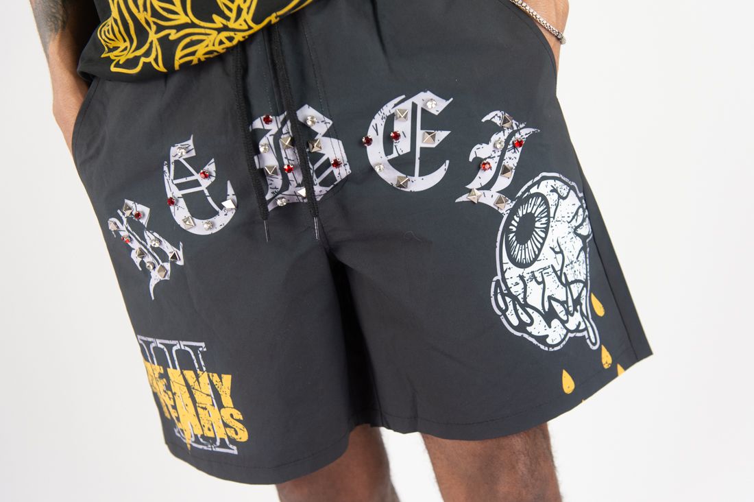 REBEL MINDS - HEAVY TEARS RHINESTONE Short Set