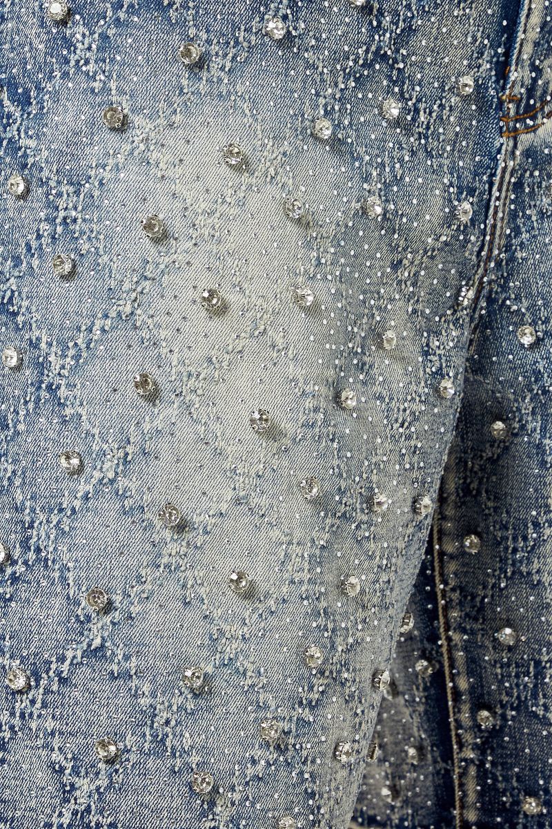 Guapi - Aqua Blue Embellished Denim Jean Shorts