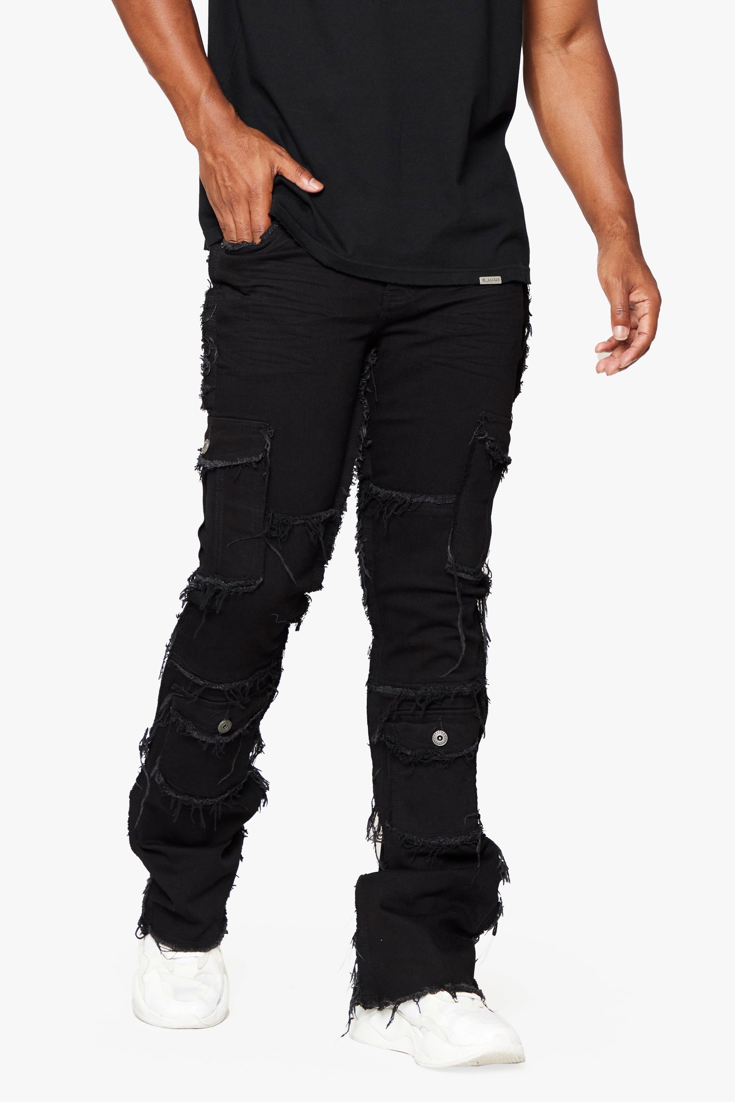 Valabasas - "AEGERINE” Jet Black Stacked Flare Jean