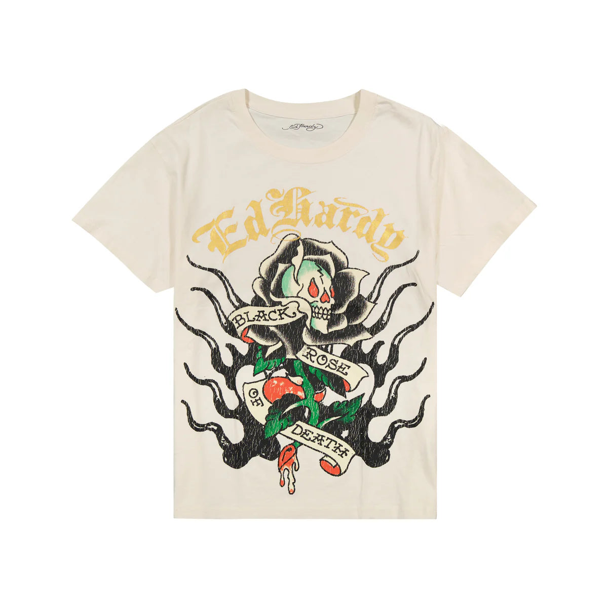 EDHARDY - BLACK ROSE BOXY TEE