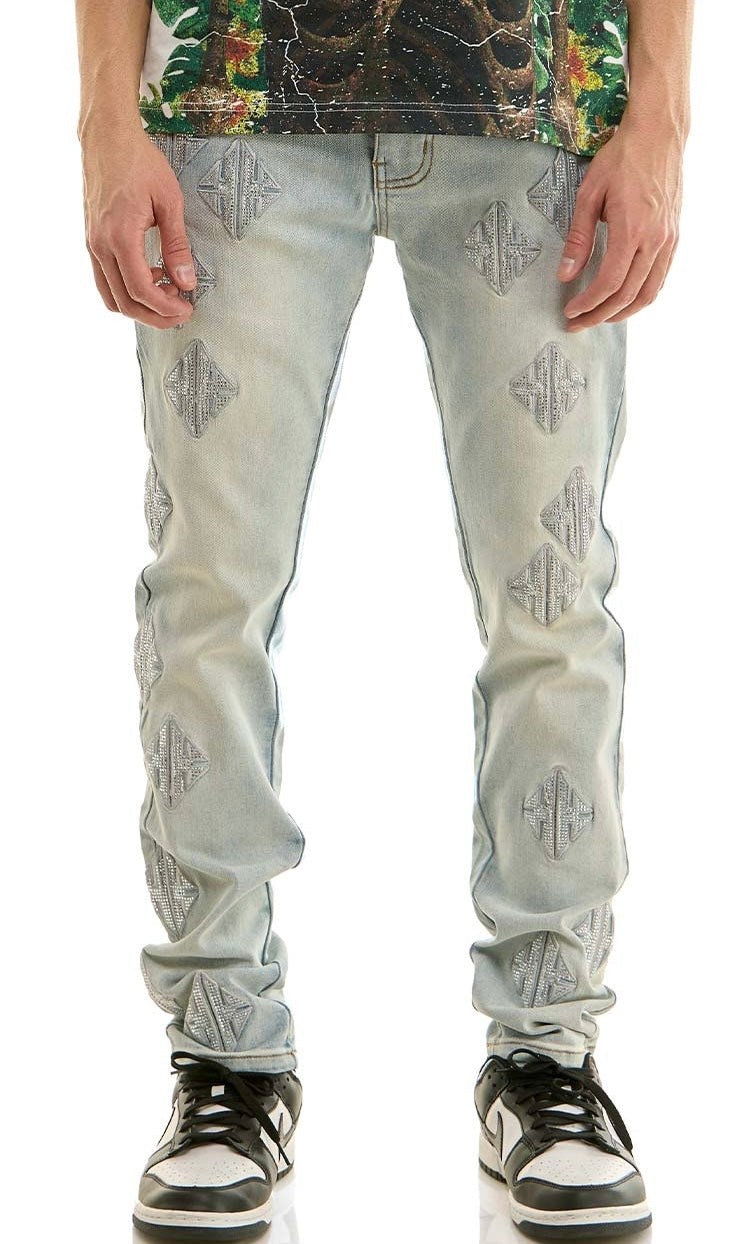 KDNK - SIGIL RHINESTONE SKINNY JEANS