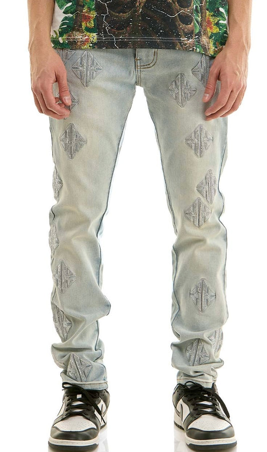 KDNK - SIGIL RHINESTONE SKINNY JEANS