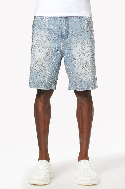 Guapi - Aqua Blue Embellished Denim Jean Shorts V2