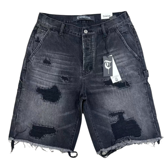 TRNCHS - "JENEEN" Black Wash Denim Jean Short