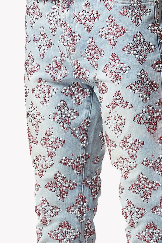 Guapi - Aqua Blue Embellished Denim V3 Jean