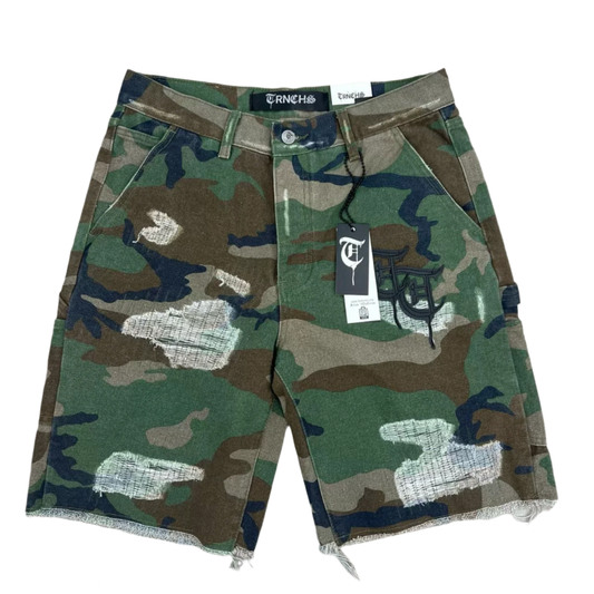 TRNCHS - "JENEEN" Camo Denim Jean Short