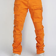 Politics - Sherbet Orange Stacked Cargo Jean