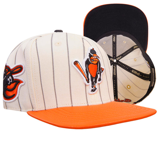 Pro Standard- BALTIMORE ORIOLES PINSTRIPE Leather Snapback Hat