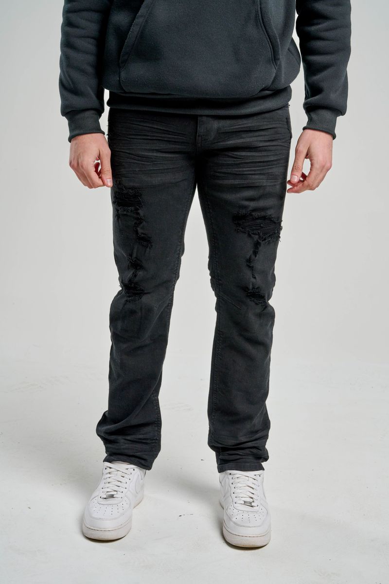 Spark - "SLIM FIT" STRETCH JEANS WITH 3D CRINKLE & RIP/REPAIR