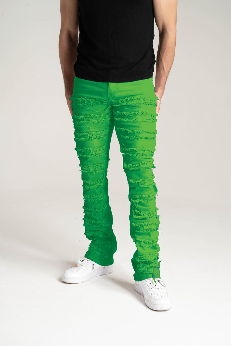 Spark- Stacked Jeans With Frayed Patch