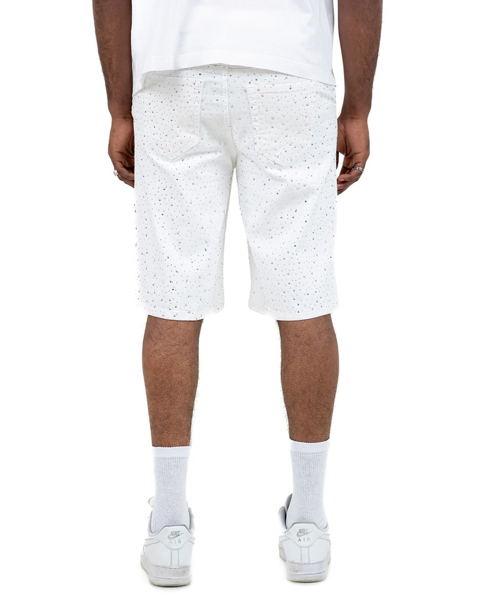 Golden Denim - White Dismond Rhinestone Jean-Shorts