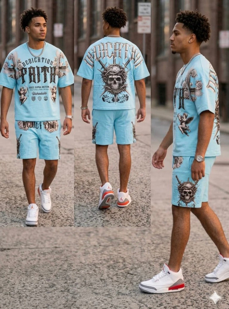 PBLK - FAITH, DOVE AND SKULL SHORT SET
