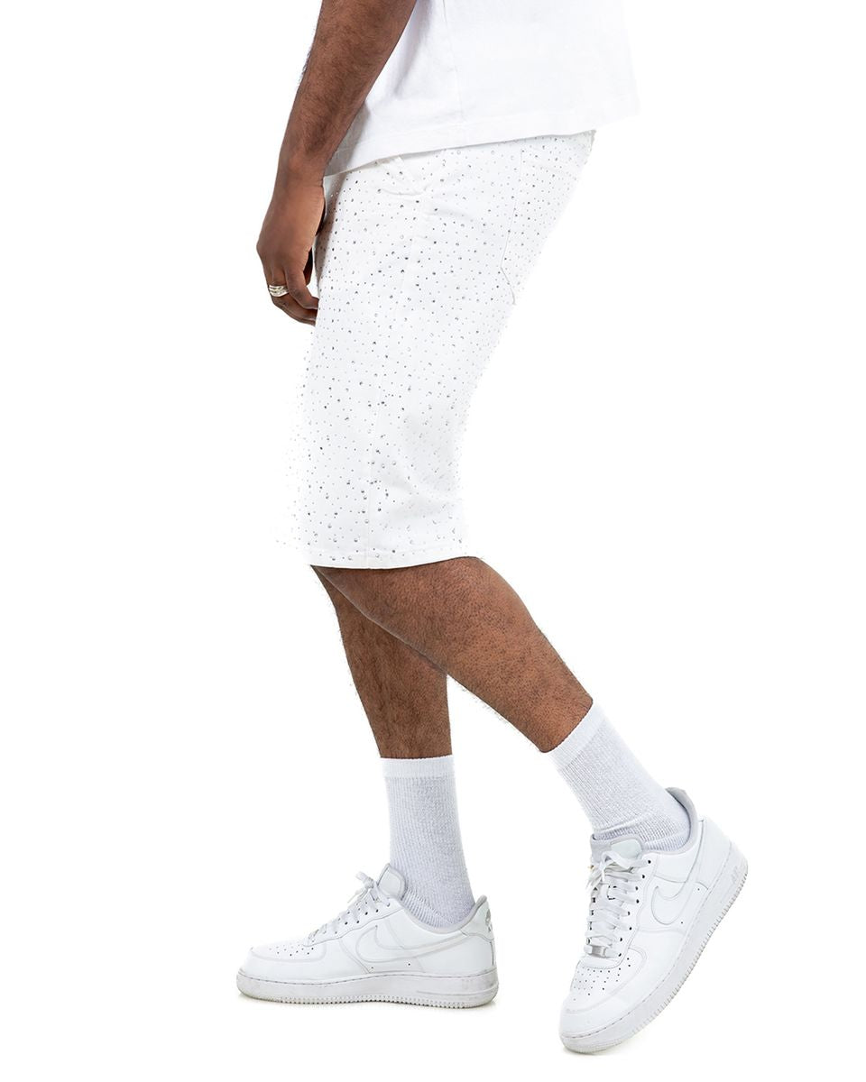 Golden Denim - White Dismond Rhinestone Jean-Shorts