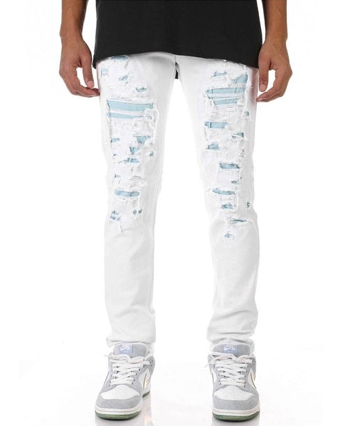 KDNK - WHITE UNDER PATCH WEB PANTS SKINNY FIT