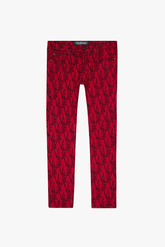 VALABASAS - "V-INK" BLACK RED SKINNY JEAN