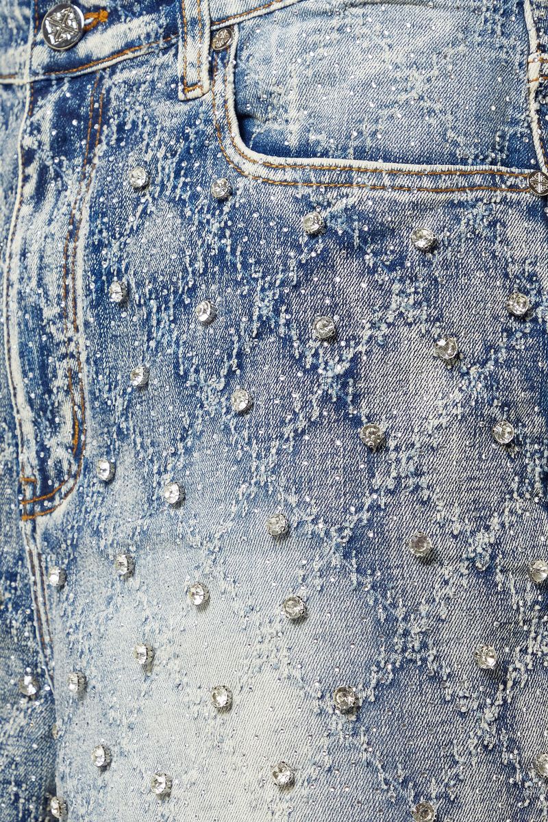 Guapi - Aqua Blue Embellished Denim Jean Shorts