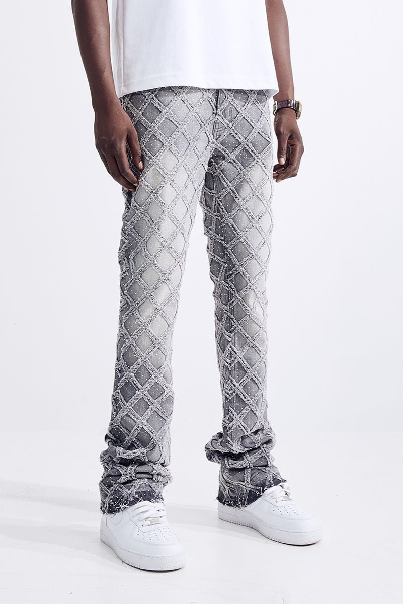 BLCK Light - MEN'S FLARE FIT PATCH WORK JEANS