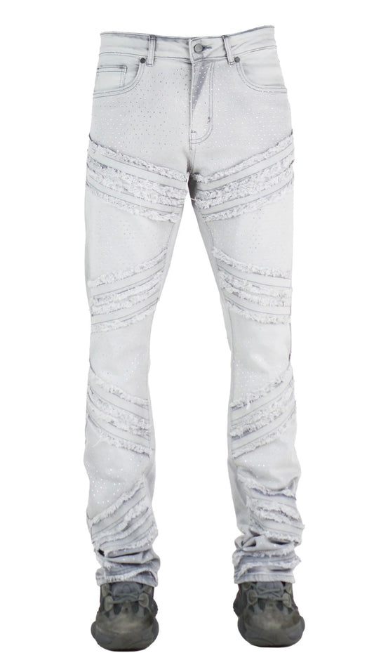 Focus - Rhinestone R&R Distress Stacked Denim Jeans