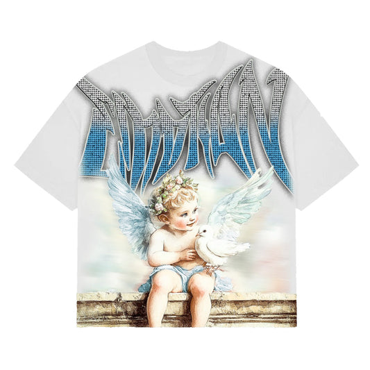 Mixed Emotion - White ‘Dove’ Rhinestone Tee