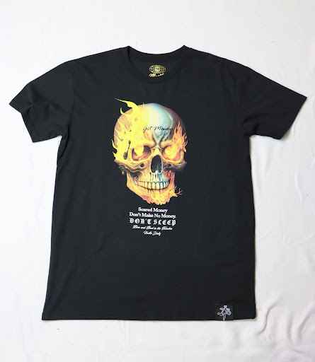 Hasta Muerte- Skull Flame Scared Money Tee